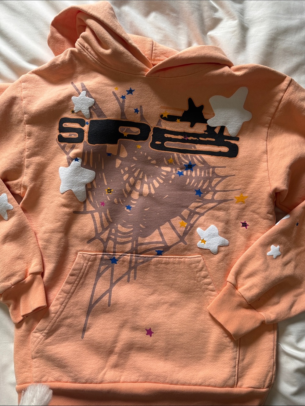 Sp5der unisex Peach Bellini Graphic Hoodie NWOT Sz small